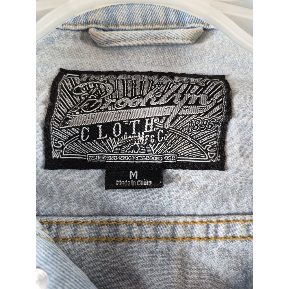 Brooklyn Cloth Mfg. Co. Unisex Blue NY City Graffiti Style Jean Jacket Size M - Picture 4 of 10